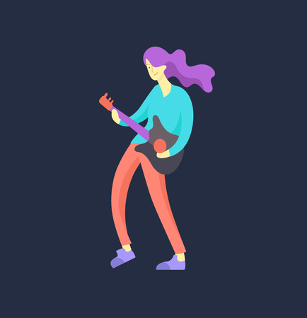 People enjoying their hobbies. Vector character. Colorful flat concept illustration.のイラスト素材