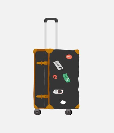 Luggage bag, vintage retro suitcases. Hand drawn trendy colorful isolated design elements. Cartoon vector illustrationのイラスト素材
