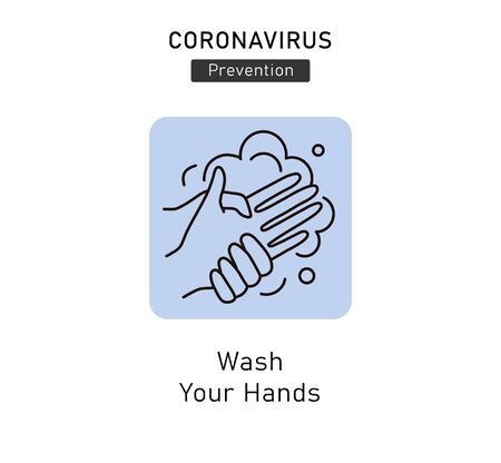 Hand hygiene line icon. Simple Minimal Pictogram. Personal hygiene, disease prevention and healthcare hand washing.のイラスト素材