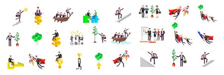 Vector detailed character business investor has the money gains. Earnings have grown as a tree with dollars. Web conceptのイラスト素材