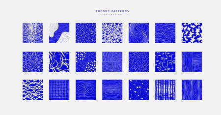 Collection of round abstract hand drawn or freehand patterns. Contemporary minimal modern trendy doodle. Templates for social media icons, posters. Vectorのイラスト素材