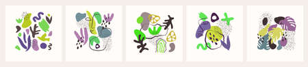 Abstract trendy doodle in organic freehand matisse art style. Hand drawn various Shapes and objects....
