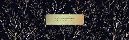 Luxury botanical background with trendy greenery and minimalist flowers for wall decoration or...