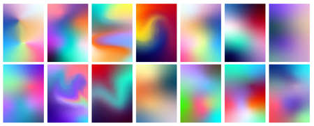 Set of colorful fluid gradient covers set. Vector templates for banners flyers, social media. Retro...