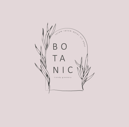 Minimal feminine floral monogram and logo. Hand drawn wedding herb, elegant leaves. Botanical rustic trendy greenery vectorのイラスト素材