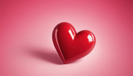 Red heart on pink background. Valentines day concept. 3d renderingの素材