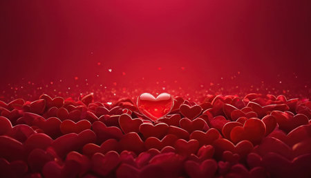 Valentine's day background with red hearts. 3d renderingの素材