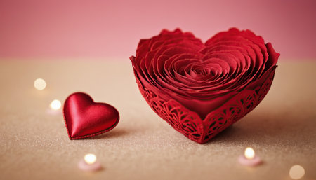 Valentine's day background with red heart and bokeh lightsの素材