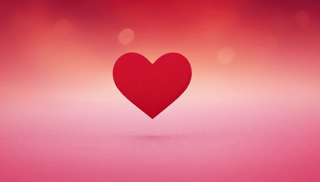 Red heart on pink background with bokeh effect. Valentine's day concept.の素材