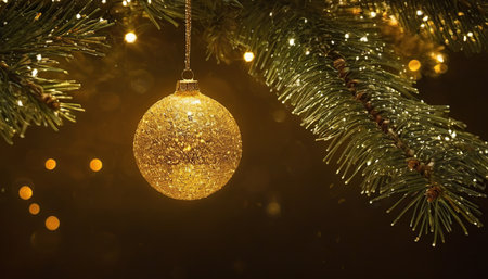 christmas decoration on the christmas tree with bokeh backgroundの素材