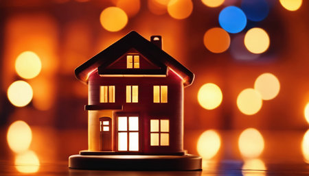 House model on bokeh background. Christmas and New Year conceptの素材