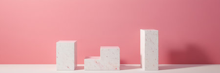3d rendering of abstract minimal geometric forms. White marble podium for cosmetic product display.の素材