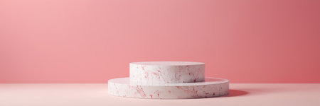 3d rendering of abstract minimal geometric forms. Glossy pink podium for your design.の素材