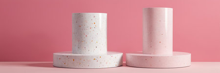 3d render of pink podium for product display on pink background.の素材