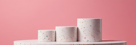 Empty podium for product display on pink background. Minimal style.の素材