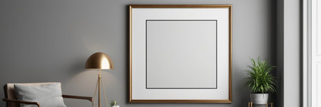 Mock up poster frame in modern interior background, 3d renderの素材