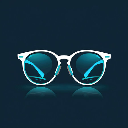 Sunglasses with reflection on a dark background. Vector illustration.の素材