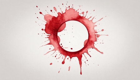 Blood splat isolated on white background. Watercolor drops and blots.の素材