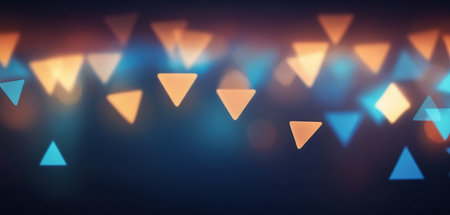 Abstract background with bokeh defocused lights and triangle shapes.の素材