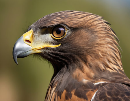 Close-up portrait of a red-tailed hawk (Buteo buteo)の素材