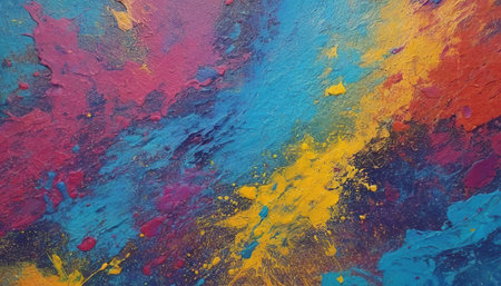Colorful oil paint on canvas. Abstract background. Close up.の素材