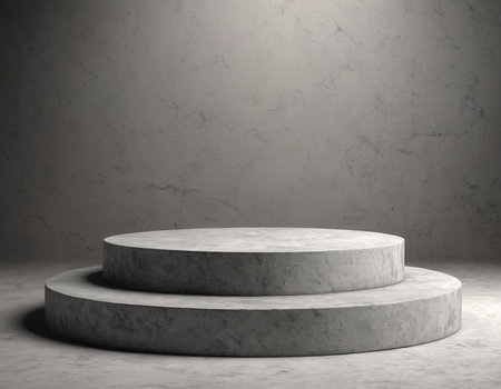 Empty concrete podium on concrete background. Mock up, 3D Renderingの素材