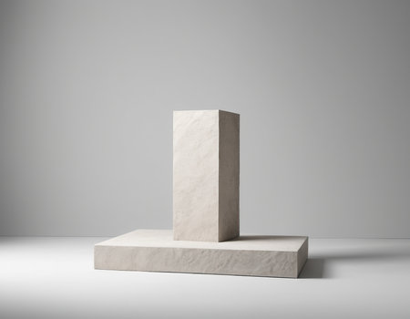 Minimalistic concrete pedestal mockup, 3d render.の素材