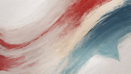 abstract brush strokes painted background in red, blue and white colorsの素材