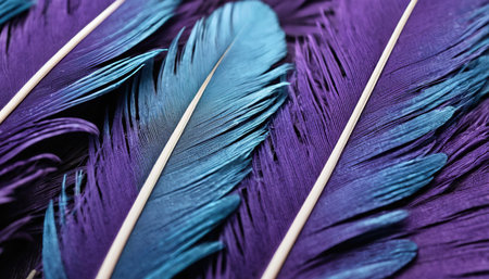 Beautiful color feathers as background, closeup. Colorful feathers textureの素材