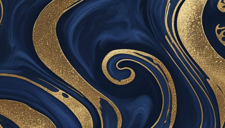 Gold and blue marbling pattern. Marble liquid texture. Vector illustrationの素材