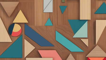 Wooden background with geometric shapes. Vector illustration. Eps 10.の素材