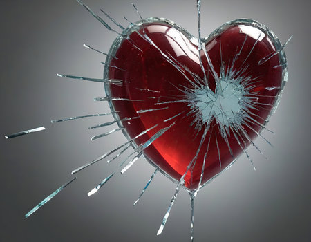 Broken heart on a gray background. The concept of divorce.の素材