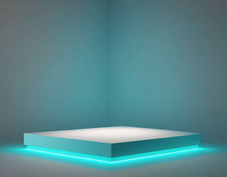 Abstract scene podium mockup. Award ceremony concept. 3d renderの素材
