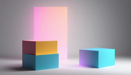 3d render, abstract background with geometric shapes, podium for product displayの素材
