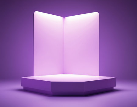 Purple podium for product presentation. Abstract background. 3d renderingの素材