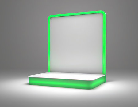 Blank display stand for exhibit. 3d rendering. Mock up.の素材
