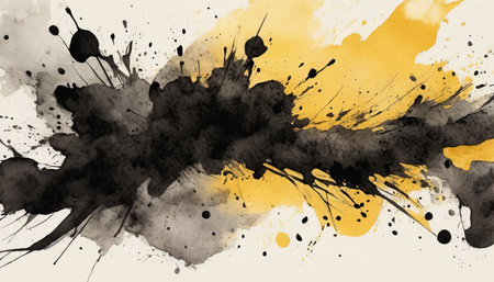Abstract watercolor background with black and yellow splashes. Vector illustration.の素材