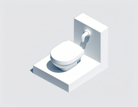 Vector isometric toilet in a white room, 3d illustration.の素材