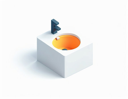 3d illustration of an orange button with a black number one on itの素材