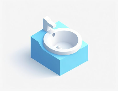 Isometric washbasin on white background. 3d illustration.の素材