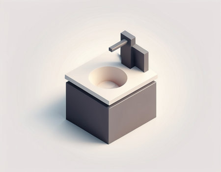 Isometric bathroom sink. 3D illustration. 3D rendering.の素材