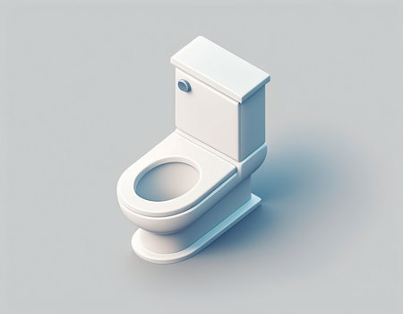 Toilet bowl isolated on gray background. 3d illustration. Top view.の素材