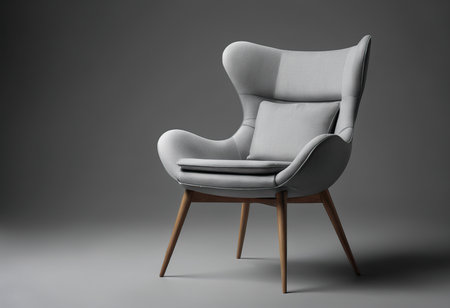 Modern chair on gray background, 3d rendering. Computer digital drawing.の素材