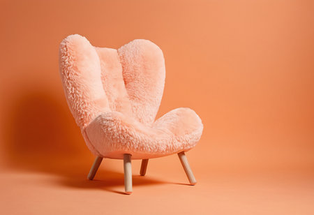 Pink armchair isolated on a orange background. Minimal style.の素材