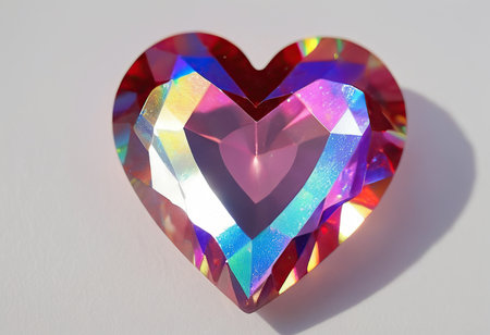 Heart shaped multicolored gemstone isolated on a white background.の素材