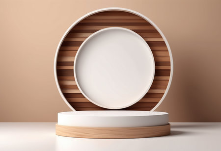 3d render, abstract background, round podium for product presentation, minimal designの素材
