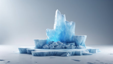 Iceberg on the blue background. 3d illustration. 3d renderingの素材