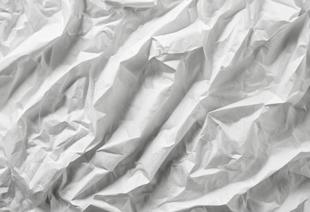 White crumpled paper background grunge texture backdrop.の素材