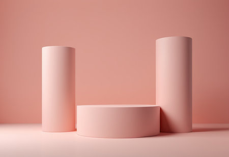 3d render of abstract minimal geometric forms. Glossy pink podium for your designの素材