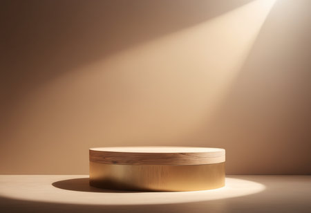 3d render of golden podium for product presentation. abstract background.の素材